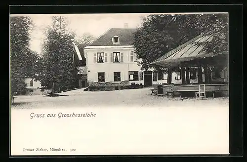 AK Grosshesselohe, Gaststätte hinter Pavillon