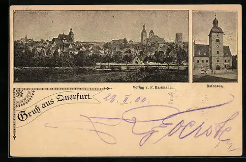 AK Querfurt, Ortsansicht, Rathaus