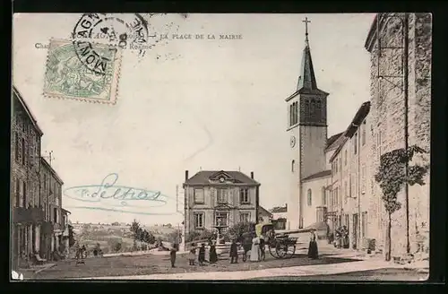 AK Montagny, La Place de la Mairie