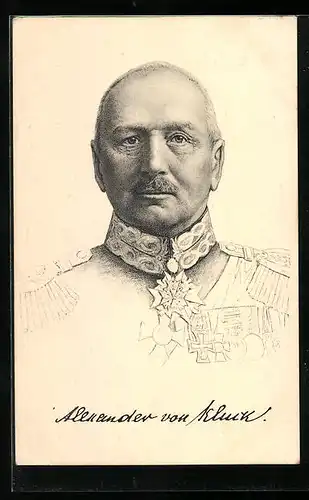 AK General Alexander von Kluck, Halbporträt in Uniform