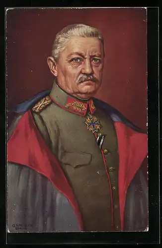 AK General von Bülow in feldgrauer Uniform mit Mantel