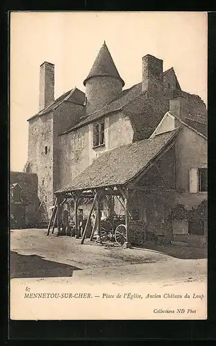 AK Mennetou-sur-Cher, Place de l`Eglise, Ancien Chateau du Loup