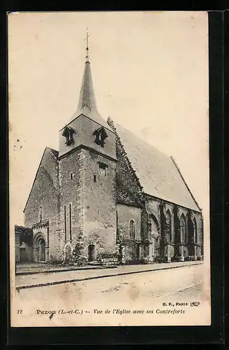 AK Pezou, Vue de l`Eglise avec ses Contreforts