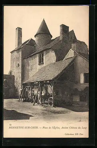 AK Mennetou-sur-Cher, Place de l`Eglise, Ancien Chateau du Loup