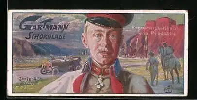 Sammelbild Gartmann Schokolade, Serie 451, Bild 1, Deutsche Heerführer im Weltkriege, Kronprinz Wilhelm von Preussen