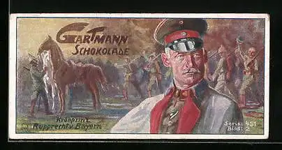 Sammelbild Gartmann Schokolade, Serie 451, Bild 2, Deutsche Heerführer im Weltkriege, Kronprinz Rupprecht von Bayern