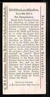Sammelbild Gartmann Schokolade, Serie 668, Bild 3, Biblische Landschaften, am Damaskustor