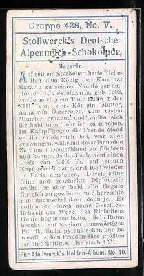 Sammelbild Stollwerck Schokolade, Gruppe 438, No. V., Kardinal Mazarin