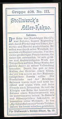 Sammelbild Stollwerck Schokolade, Gruppe 408, No. III., Salomo