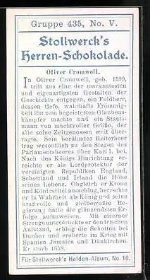 Sammelbild Stollwerck Schokolade, Gruppe 435, No. V., Oliver Cromwell