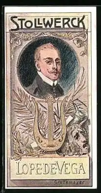 Sammelbild Stollwerck Schokolade, Gruppe 433, No. V., spanischer Dichter Lope de Vega