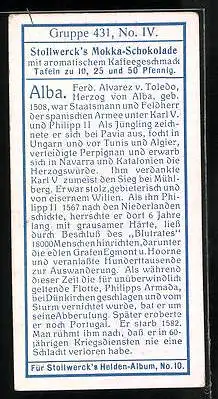 Sammelbild Stollwerck Schokolade, Gruppe 431, No. IV., Ferd. Alvarez v. Toledo