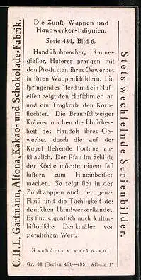 Sammelbild Gartmann's Chocolade, Serie 484, Bild 6, Die Zunft-Wappen und Handwerker-Insignien