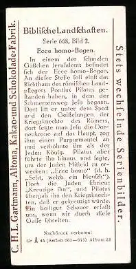 Sammelbild Gartmann's Chocolade, Serie 668, Bild 2, Biblische Landschaften, Ecce homo-Bogen