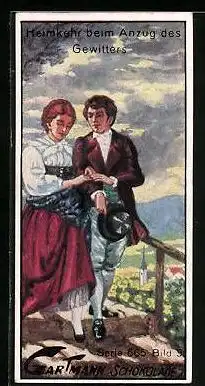Sammelbild Gartmann Chocolade, Serie 665, Bild 5, Hermann und Dorothea, Heimkehr beim Anzug des Gewitters