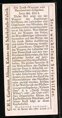 Sammelbild Gartmann Chocolade, Serie 484, Bild 4, Die Zunft-Wappen und Handwerker-Insignien