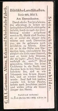 Sammelbild Gartmann Chocolade, Serie 668, Bild 3, Biblische Landschaften, am Damaskustor