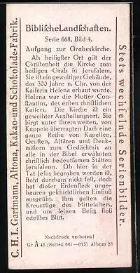 Sammelbild Gartmann Chocolade, Serie 668, Bild 4, Biblische Landschaften, Aufgang zur Grabeskirche