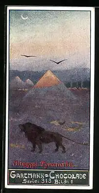 Sammelbild Gartmann Schokolade, Serie 313, Bild 1, Althistorische Ruhestätten, Altägyptische Pyramiden