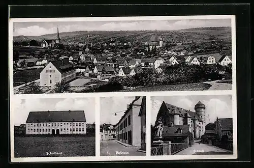 AK Rimpar, Gesamtansicht, Schulhaus, Rathaus und Schloss