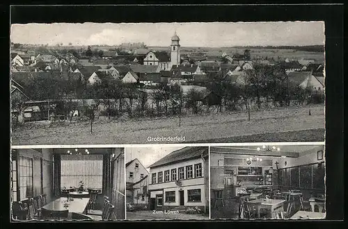 AK Grossrinderfeld, Gesamtansicht und Gasthaus zum Löwen