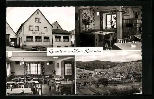 AK Waldenhausen im Taubertal, Panorama & Gasthaus Zur Krone
