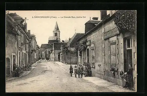 AK Sancergues, La Grande Rue, partie Est