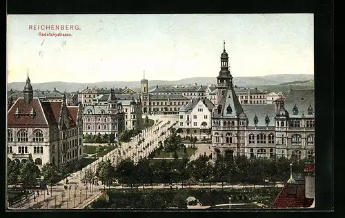 AK Reichenberg / Liberec, Radetzkystrasse aus der Vogelschau