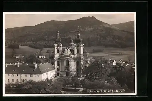 AK Haindorf / Hejnice, Blick zur Klosterkirche