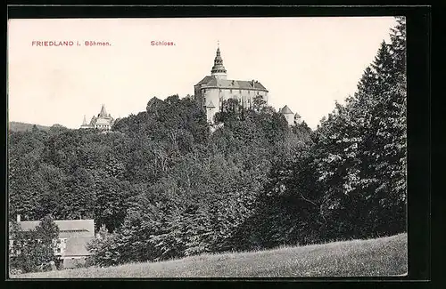 AK Friedland / Frydlant, Teilansicht mit Schloss