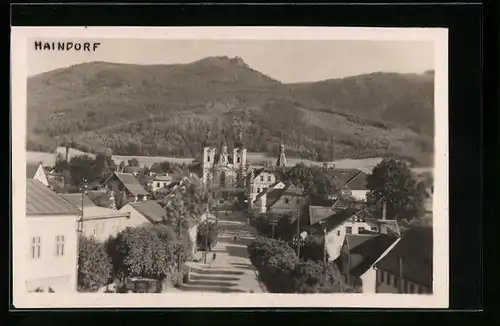 AK Haindorf / Hejnice, Blick zur Kirche