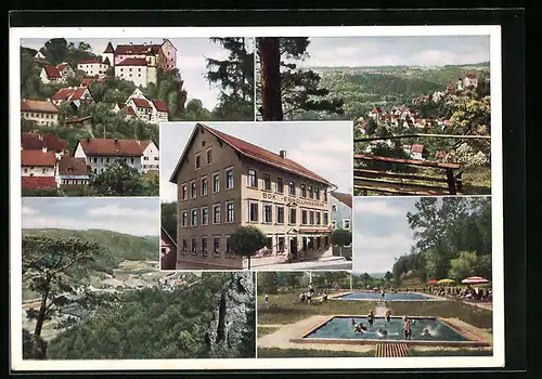 AK Egloffstein / Fränkische Schweiz, BDK-Erholungsheim, Schwimmbad, Gesamtansichten