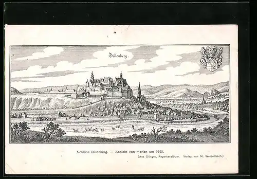 AK Dillenburg, Schloss Dillenberg nach Merian um 1640