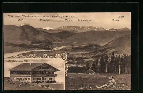 AK Bad Tölz, Gasthaus Blomberghaus, Gebirgspanorama