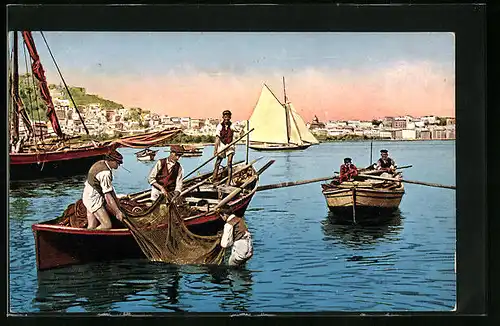 AK Napoli, Mergellina con barche di pescatori
