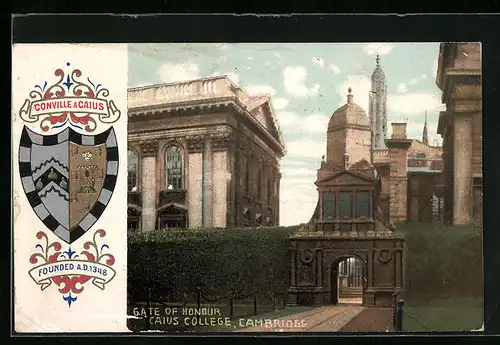 AK Cambridge, Caius College, Gate of Honour, Wappen Conville & Caius