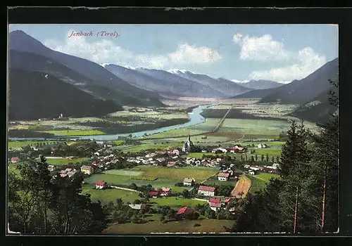 AK Jenbach, Totale mit Gebirgswand