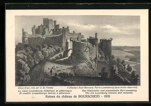 AK Bourscheid, Ruines du Chateau 1835
