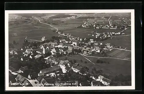 AK Stetten a. k. M., Heuberg vom Flugzeug aus gesehen