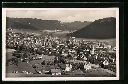 AK Ebingen, Panoramablick vom Berg