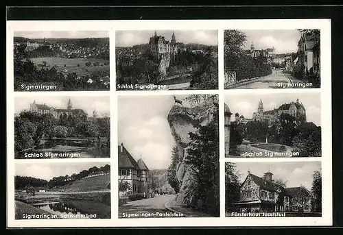 AK Sigmaringen, Schloss, Försterhaus Josefslust, Schwimmbad