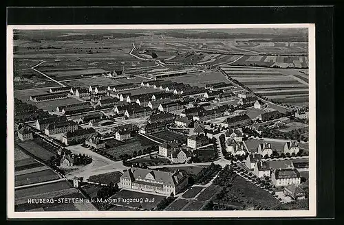 AK Stetten a. k. M., Gesamtansicht mit Heuberg aus dem Flugzeug gesehen