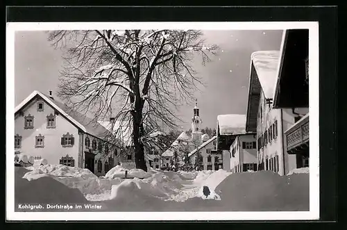 AK Kohlgrub, Dorfstrasse im Winter
