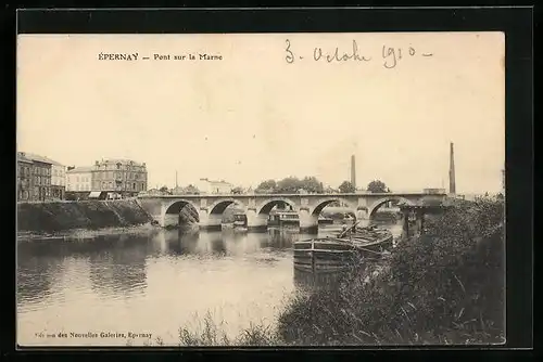 AK Épernay, Pont sur la Marne