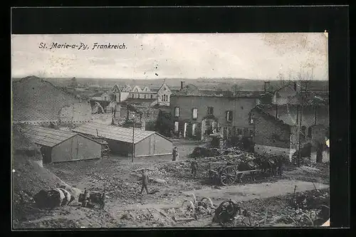 AK Sainte-Marie-à-Py, Blick auf das zerstörte Dorf