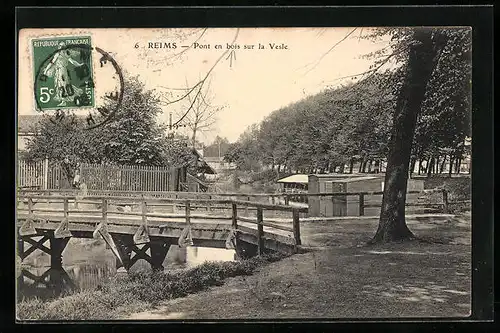 AK Reims, Pont en bois sur la Vesle