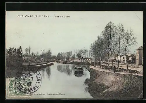 AK Chalons-sur-Marne, Vue du Canal