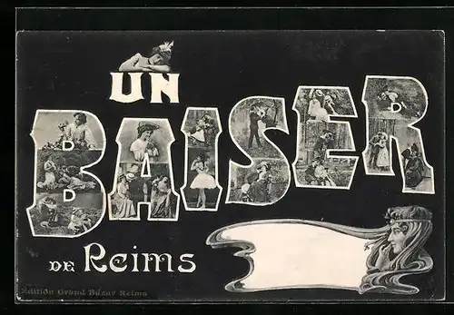 AK Reims, Les Couples Amoureux Un Baiser de Reims