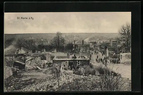 AK Sainte-Marie-à-Py, Blick auf das zerstörte Dorf