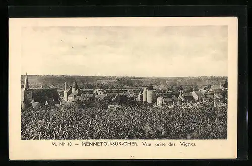 AK Mennetou-sur-Cher, Vue prise des vignes